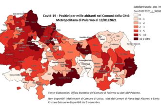 Il Covid non frena nel Palermitano, la mappa dei contagi in ogni Comune