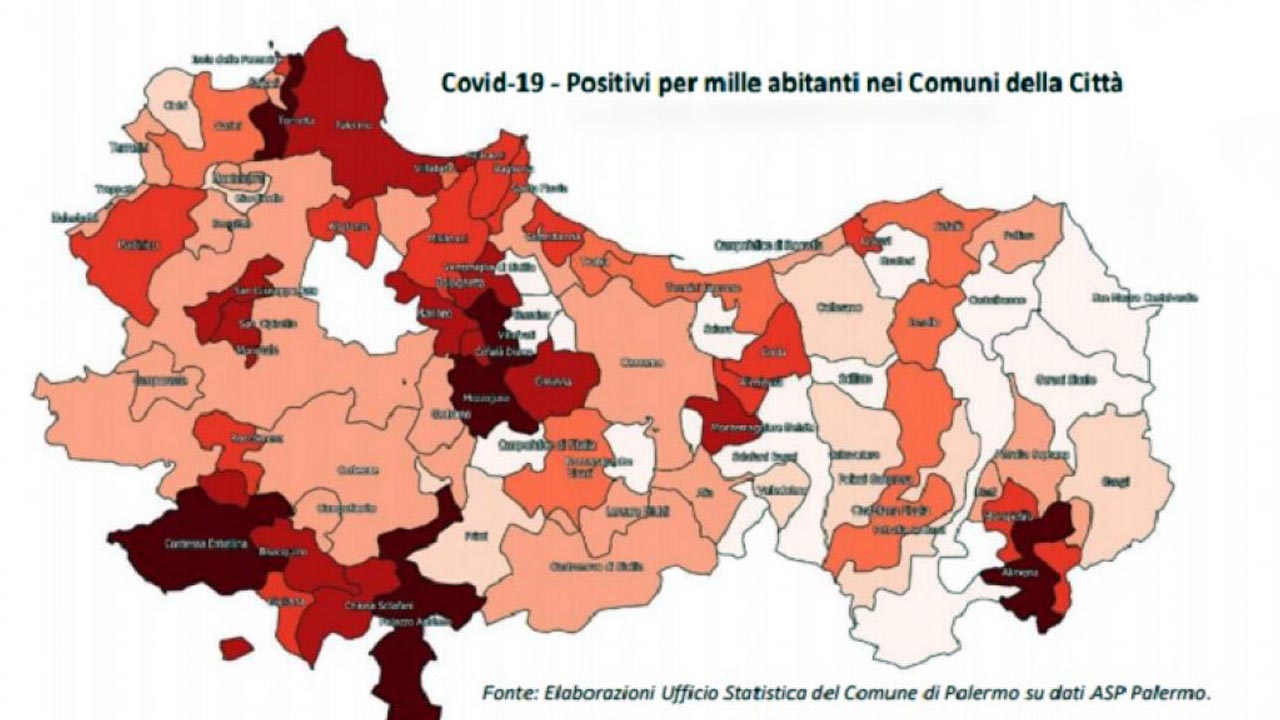 Covid-19, i numeri dei positivi in provincia di Palermo, i dati di ogni Comune