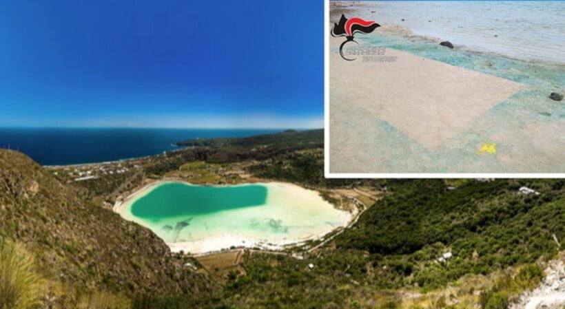 Imbratta il Lago di Venere di Pantelleria per opera d'arte, denunciata milanese