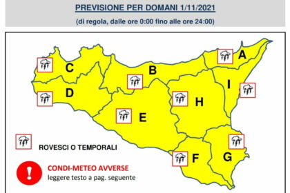 Tornano i temporali ed è allerta gialla in tutta la Sicilia