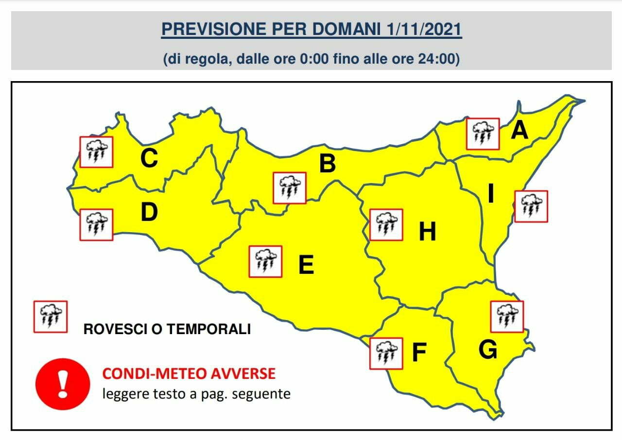 Tornano i temporali ed è allerta gialla in tutta la Sicilia