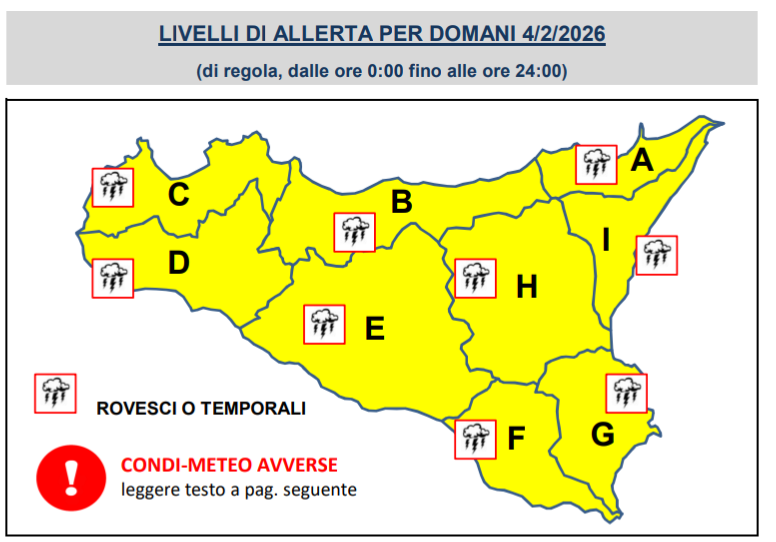 Allerta gialla Sicilia: burrasca di Scirocco con raffiche fino a 100 km/h