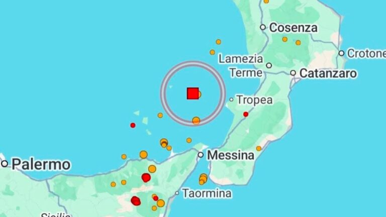 Terremoto di magnitudo 4.7 nel Tirreno Meridionale al largo della Sicilia